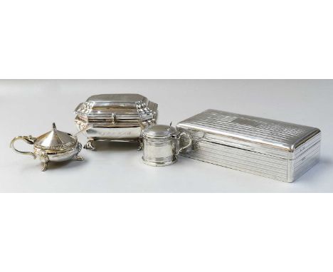 A German Silver Box, by Karl Kurz, Hanau, With English Import Marks For Chester, 1908, oblong an on four scroll feet, the hin