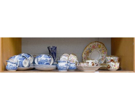 A Hammersley &amp; Co. Porcelain Part Tea Set, together with a Spode blue Italian teaset, etc (one shelf)