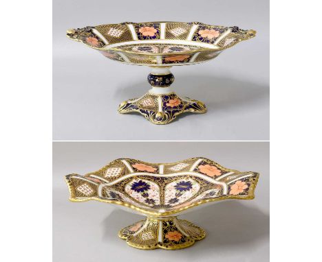 Two Royal Crown Derby TazzasNo chips, cracks or repair, the larger with a personalised inscription in biro to the unglazed fo