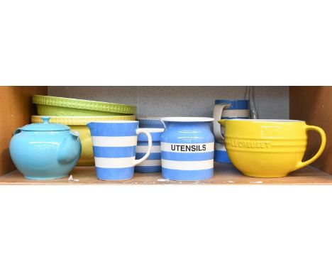 A Quantity of Le Creuset Pottery, Mason Cash and Cornish ware (one shelf)