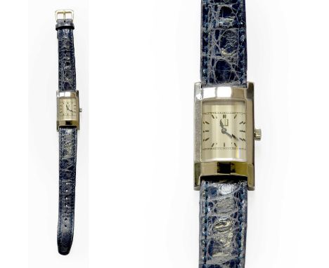 A Stainless Steel Rectangular Wristwatch, signed Dunhill, model: dunhillion, ref: 113.15493, manual wound lever movement, fac