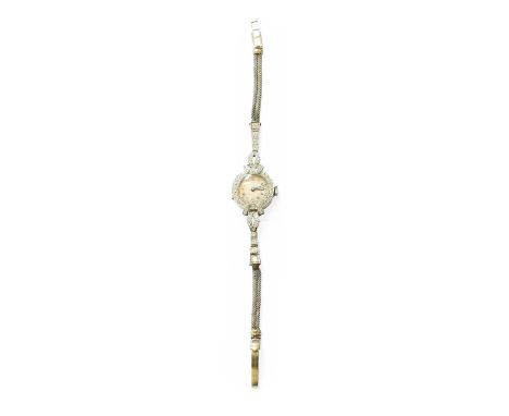 A Lady's Diamond Set Wristwatch, 1930's, manual wound lever movement, inside back cover inscribed Vertex and platinum