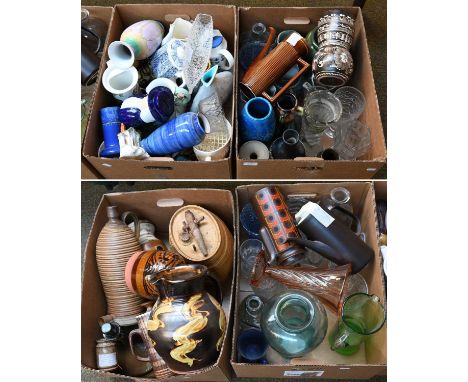 A Collection of Studio Pottery and Art Glass, including: Ravenshead, various Cornish potters, Bitossi and Hornsea etc (four b