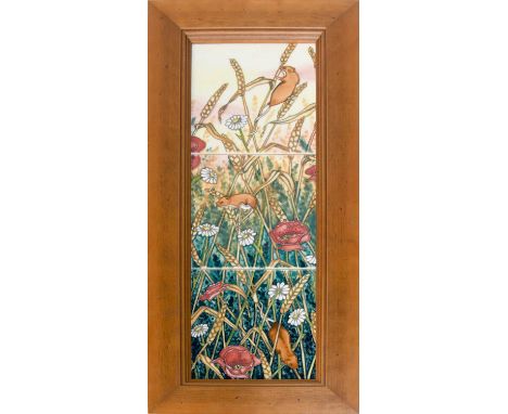 A Modern Moorcroft Pottery Tile Panel, ''Harvest'' by Anji Davenport, 47.5cm by 15cm 