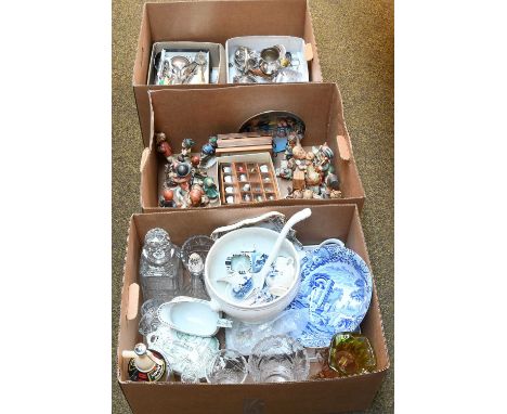 A Collection of Various Hummel Figures, including a quantity of various silver plated cutlery, various china and glass ware, 