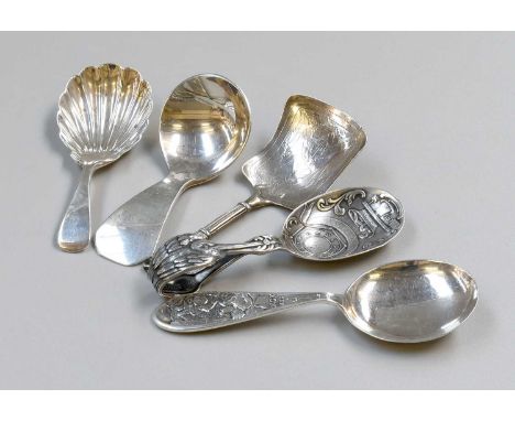 Five Various William IV and Later Silver Caddy of Child's-Spoons, variously formed, 2oz 11dwt, 80gr (5) 