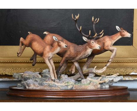 Border Fine Arts 'Highland Chase', model No. B0958 by Richard Roberts, 166/500, on wood base, with certificateNo box; loss to