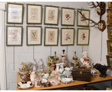 A Collection of Ceramics And Decorative Items, including composite bust of Beethoven, a bronzed composite model bust of a buf