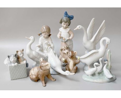 Two Beswick Models of Koala Bears, together with a group of Nao porcelain figures and animals (one tray) 