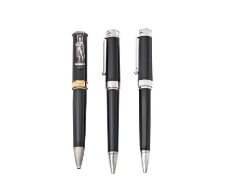 Three Montegrappa Ballpoint-Pens, comprising a DC Comics Batman pen, with white and gilt mounts, the clip cast with Batman; a