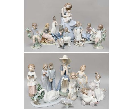 Two Trays of Assorted Nao and Lladro figures and Groups, (two trays)