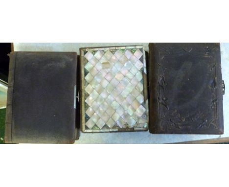 Three Victorian carte de visite albums, all empty, one with mother of pearl decoration (3)