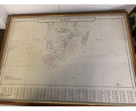 S A SHIPPING NEWS (PUB): MARINE CASUALTIES IN SOUTHERN AFRICAN WATERS 1914 TO 1945, Large scale map with shipping casualties 