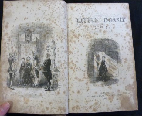 CHARLES DICKENS: LITTLE DORRIT, ill H K Browne, London, Bradbury &amp; Evans, 1857, 1st edition, in book form added engraved 