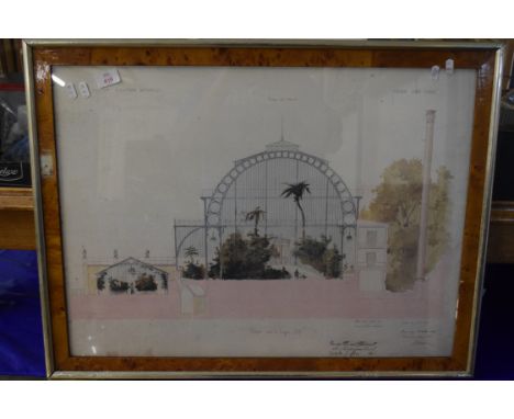 FRAMED FRENCH ARCHITECTURAL ILLUSTRATION, "THE MUSEUM D'HISTOIRE NATURELLE" DATED 1855, FRAME SIZE APPROX 77CM