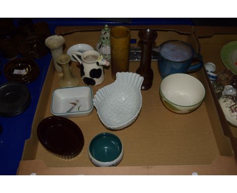 CERAMIC ITEMS INCLUDING DENBY DISH, SMALL DISH MODELLED AS A FISH ETC