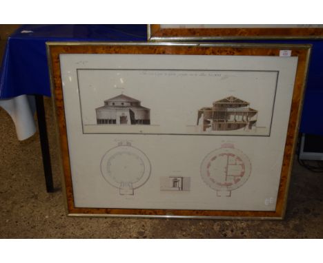 FRAMED ARCHITECTURAL PRINT "PLAN D'UN CORPS DE GARDE PROJETTE SUR LA PLACE LOUIS XVI", WIDTH APPROX 89CM