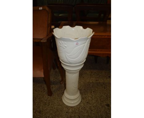 CERAMIC PLANTER AND STAND, HEIGHT APPROX 70CM