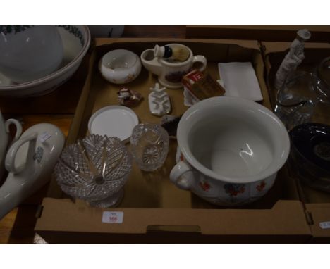 CERAMIC ITEMS AND SOME SMALL GLASS DISHES, ROYAL CROWN DERBY PAPERWEIGHT MODELLED AS A DUCK