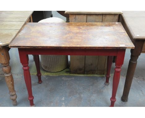 A Victorian painted pine rectangular side table.