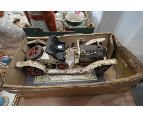 A Mamod model vintage car and a boxed Meccano set.