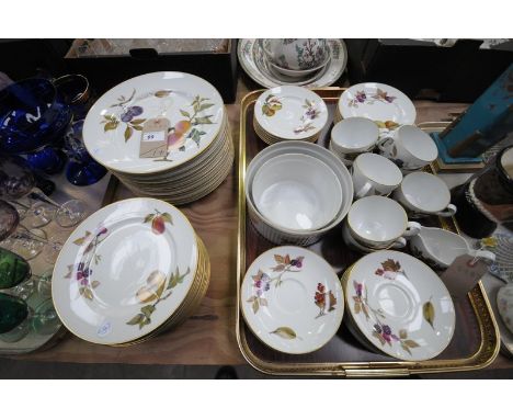 A Qty of Royal Worcester " Evesham " table wares, dinner and side plates, cups , saucers, casserole and oven dishes, etc.