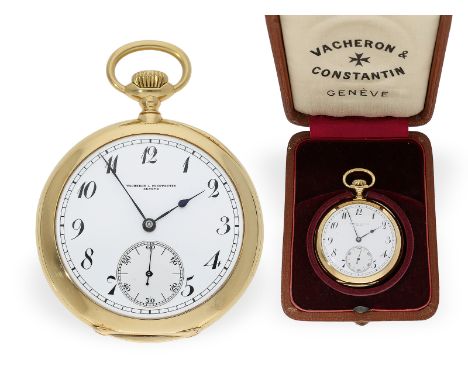 Taschenuhr: hochfeines Vacheron &amp; Constantin "CHRONOMETER", No.361872, ca.1915: Ca. Ø51mm, ca. 93g, 18K Gold à-goutte, Ge