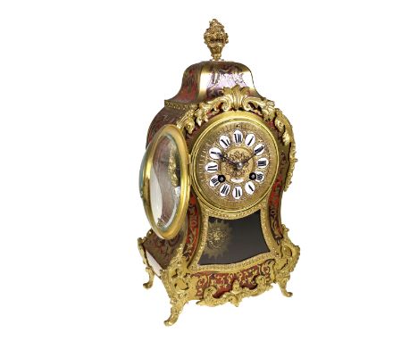 Tischuhr: dekorative Boulle Pendule, 19.Jh., bedeutender deutscher Uhrmacher, Paul Thimig Dresden: Ca. 33 × 17 × 11 cm, Messi