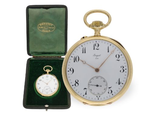 Taschenuhr: sehr seltenes Breguet Ankerchronometer mit Originalbox, Breguet Paris No. 596, ca.1900: Ca. Ø 52,5mm, ca. 97g, 18