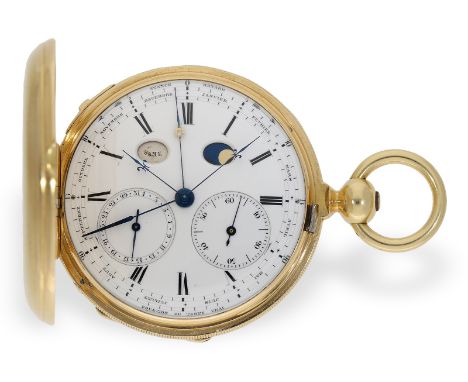 Taschenuhr: absolute Rarität, astronomisches Ankerchronometer mit Äquation, Henry Moser, mit Originalschatulle, ca.1860: Ca. 