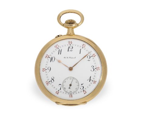 Taschenuhr: qualitätsvolles französisches Ankerchronometer, Rodanet Paris No. 16829, ca. 1914: Ca. Ø 49,5mm, ca. 79g, 18K Gol