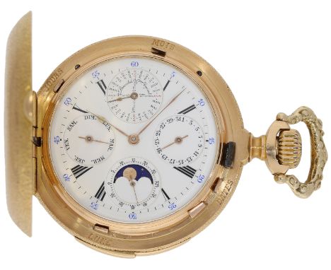 Taschenuhr: bedeutendes Genfer Chronometer mit ewigem Kalender und Repetition, B. Haas Jeune um 1890: Ca. Ø 56,5mm, ca. 164g,