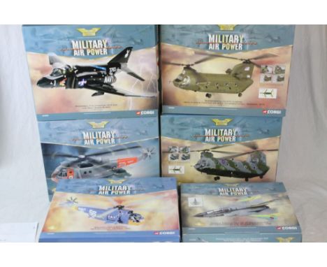 Six 1:72 boxed Corgi The Aviation Archive Military Air Power Thunder in the Skies diecast models to include ltd edn AA33604 P