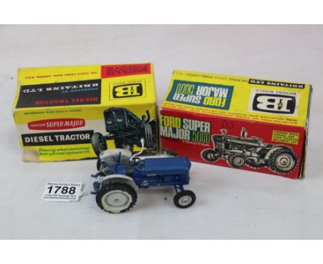 Two boxed Britains diecast tractors to include Ford Super Major 5000 and Fordson Super Major Diesel Tractor, gd play worn con