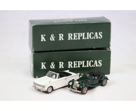 Two boxed 1:43 K&amp;R Replicas to include KR112 Naylor TF in BR Green and KR61 Triumph Herald 13/60 Convertible in white