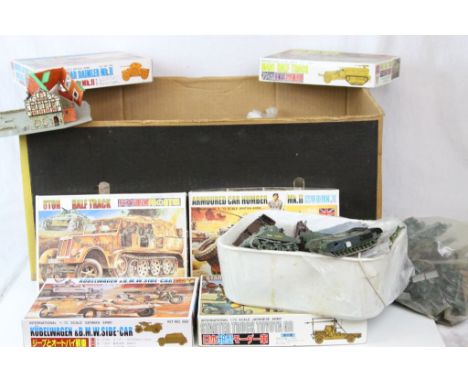 Collection of models kits vehicles and accessories to include 6 x 1:72 oriental military kits featuring Japanese Army, Britis