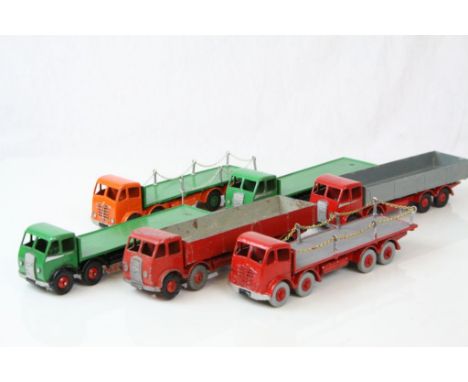 Six Dinky Supertoys Foden diecast models, various colours, play worn with some repainting 