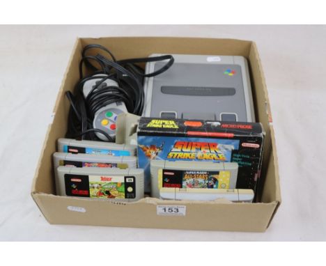 Retro Gaming - Super Nintendo Entertainment System SNES console, controller, cables &amp; power lead, 6 x game cartridges fea