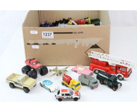 Quantity of vintage play worn diecast models to include Matchbox, Corgi etc