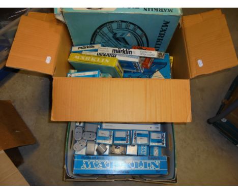 Collection of 47 boxed Marklin HO gauge accessories to include 7186 Turntable, 7039 Signal, 7041 Signal, 7390 Cross Road, var