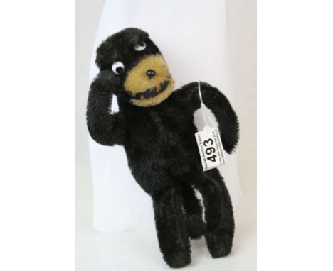 Vintage Felix the Cat style soft toy, with repair to back, straw filled, 9" approx height