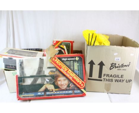 Large quantity of OO gauge model railway to include trackside buildings, boxed Hornby R8012 HM2000 Power Controller, boxed Ho