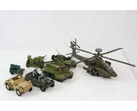 Collection of Military diecast models to include Sun Star AH-64D Apache Longbow, 3 x Dinky featuring Bren Gun Carrier, US Jee