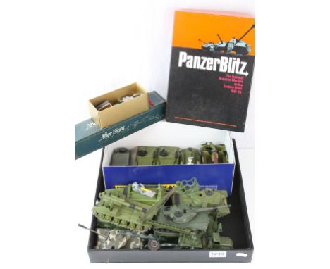 Group of Dinky &amp; Corgi military diecast models to include plus a boxed AH Panzer Blitz war game with metal tanks