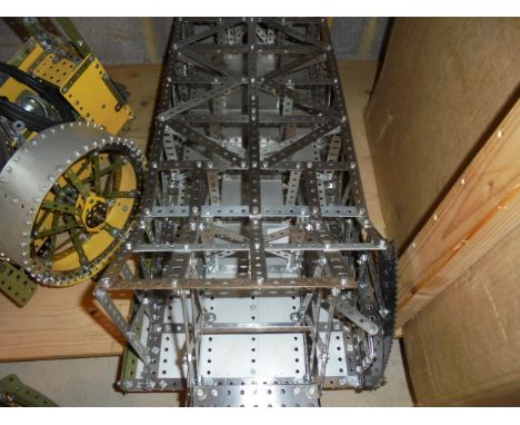 Meccano - includes part built steam roller, various accessories, wheels and other part built models etc