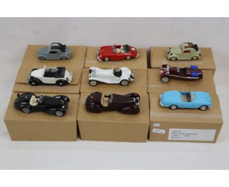 Nine Brumm 1:43 metal models, in custom brown boxes, to include Fiat 508C cab 1100 HP 32 1937, Alfa Romeo 2300 142hp 1931, Fi