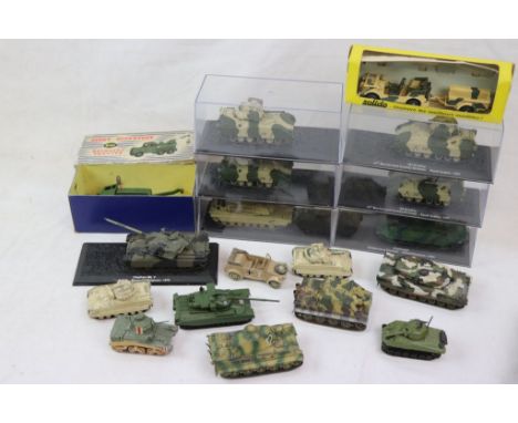 Collection of cased and unboxed military models in small scale and 1:72 to include Corgi, Altaya etc, gd-vg overall