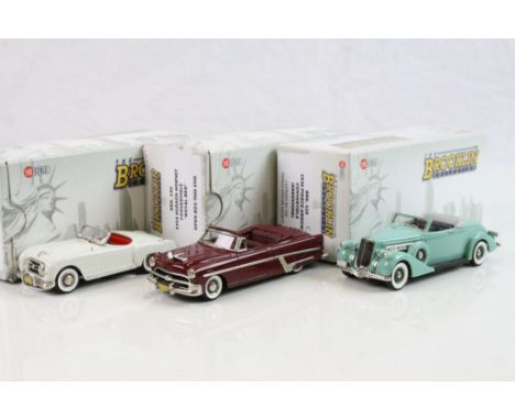 Three boxed 1:43 Brooklin Collection metal models to include BRK 140 1954 Hudson Hornet Convertible in Royal Red, BRK 126 193