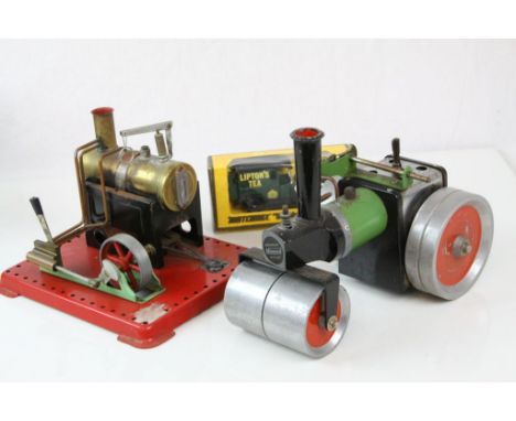 Two Mamod steam engines to include Steam Roller and Stationary engine, play worn