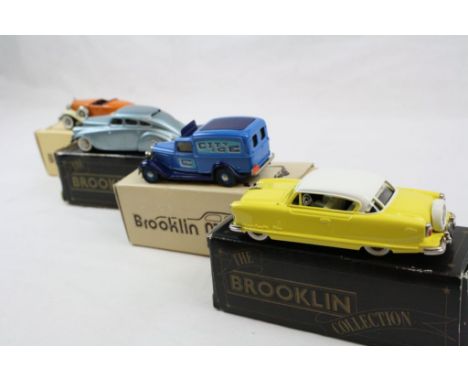 Four boxed 1:43 Brooklin Models metal models to include BRK34a 1954 Nash Ambassador two tone Le Mans coupe, BRK12 1931 Hudson